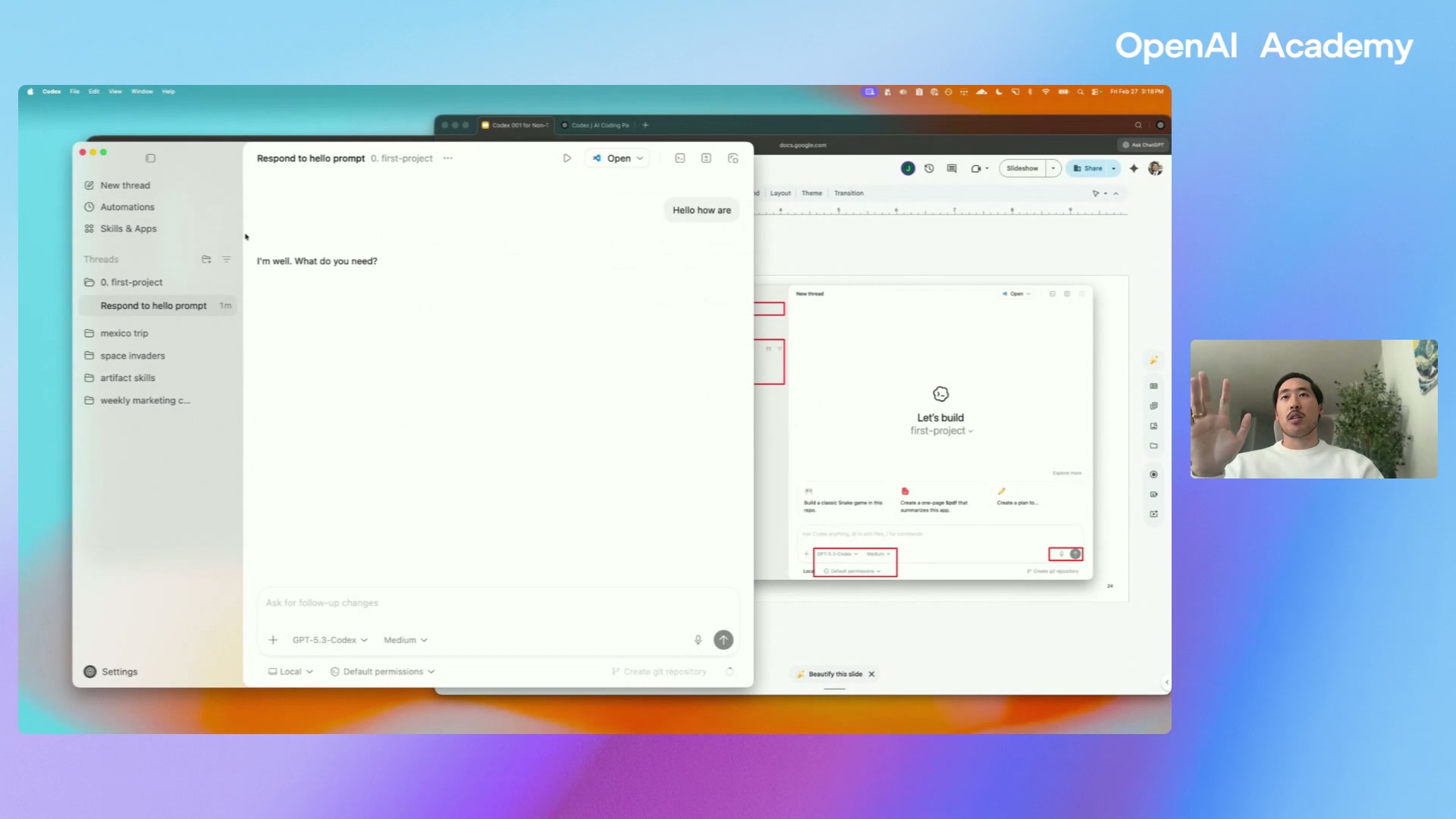 Reasoning effort dropdown — Low, Medium, High, Extra High